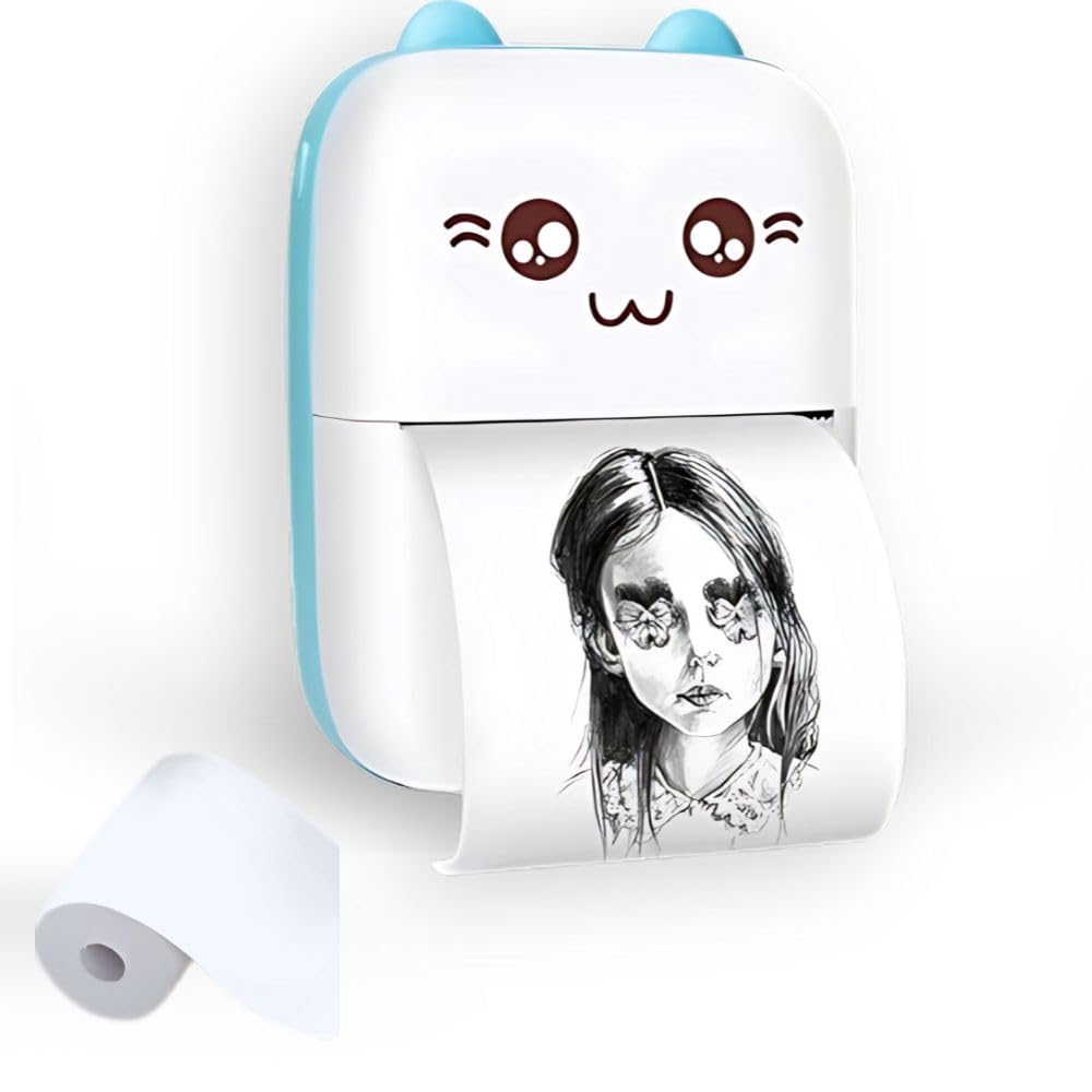 Toy Imagine Mini Portable Thermal Printer – Bluetooth Pocket Printer for Kids & Adults, 57mm Inkless Photo & Label Printer with (1 Roll + 1 Extra Roll) Prints B&W Notes & Stickers (Assorted)