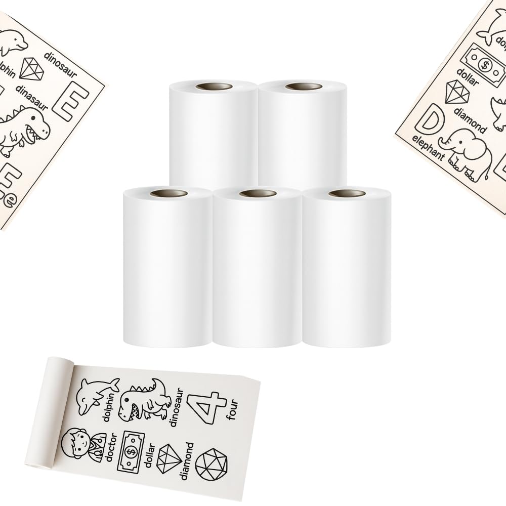 Toy Imagine Mini Portable Thermal Printer – Bluetooth Pocket Printer for Kids & Adults, 57mm Inkless Photo & Label Printer with (1 Roll + 1 Extra Roll) Prints B&W Notes & Stickers (Assorted)